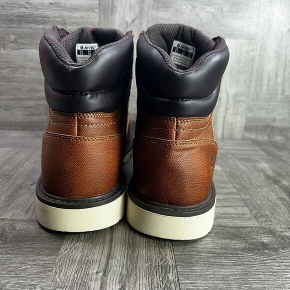 Hi-TEC Men's size 13 Gauge 6 ST Waterproof Work Steel Toe Boots Brown Leather - Picture 6 of 8